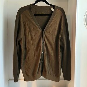 Tommy Bahama size L army green wool cotton blend cardigan